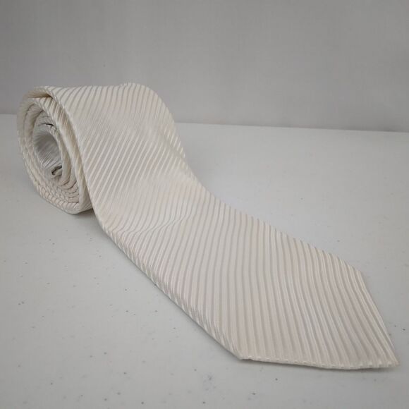 Nordstrom Men's 100% Silk White Stripe Woven Tie Necktie - Picture 1 of 3